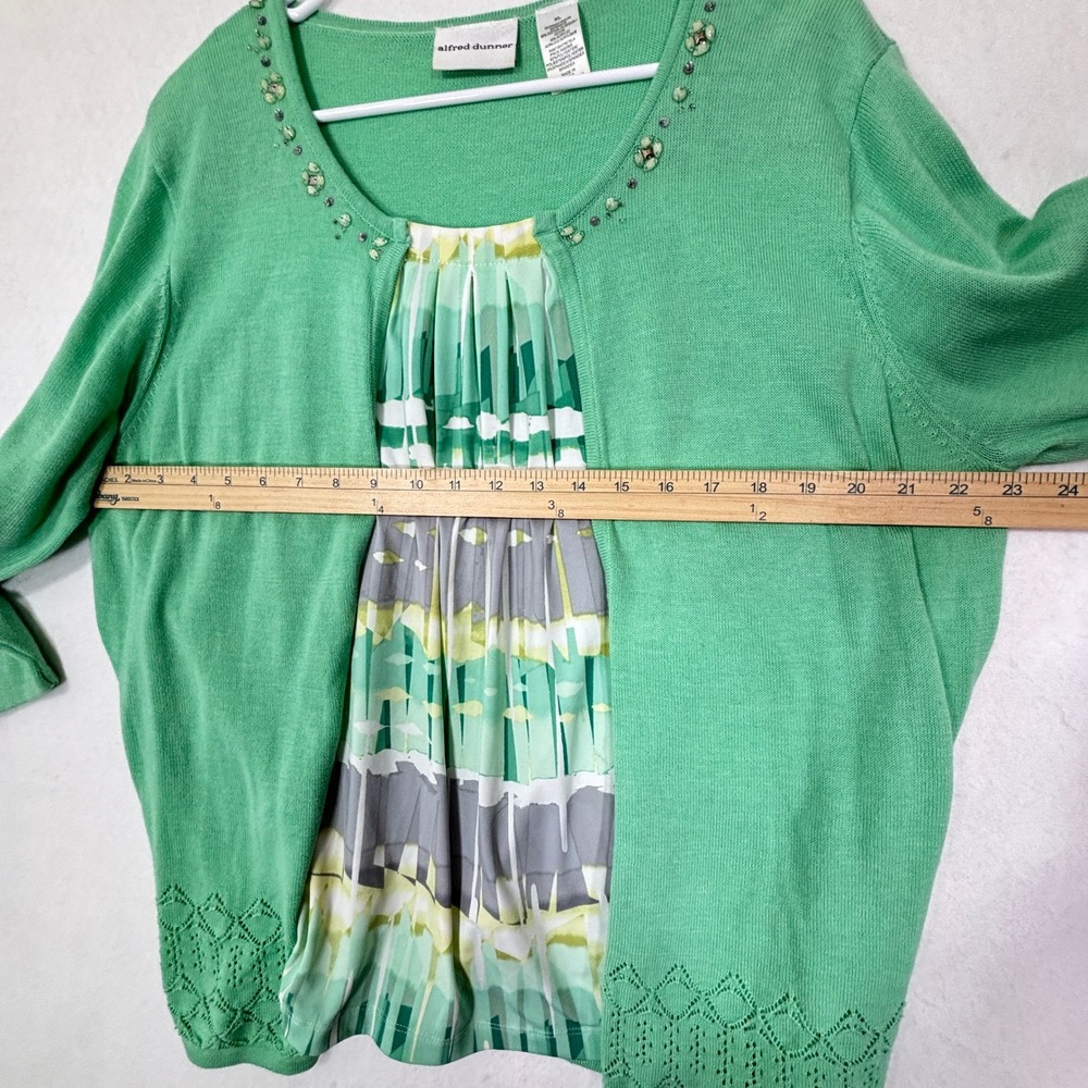 Alfred Dunner‎ Embellished Cardigan XL Layered Inset Classic Lightweight Sweater - Picture 8 of 8